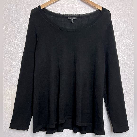 Eileen Fisher Sweaters - Eileen Fisher Sweater Black Pleated Back Size Large